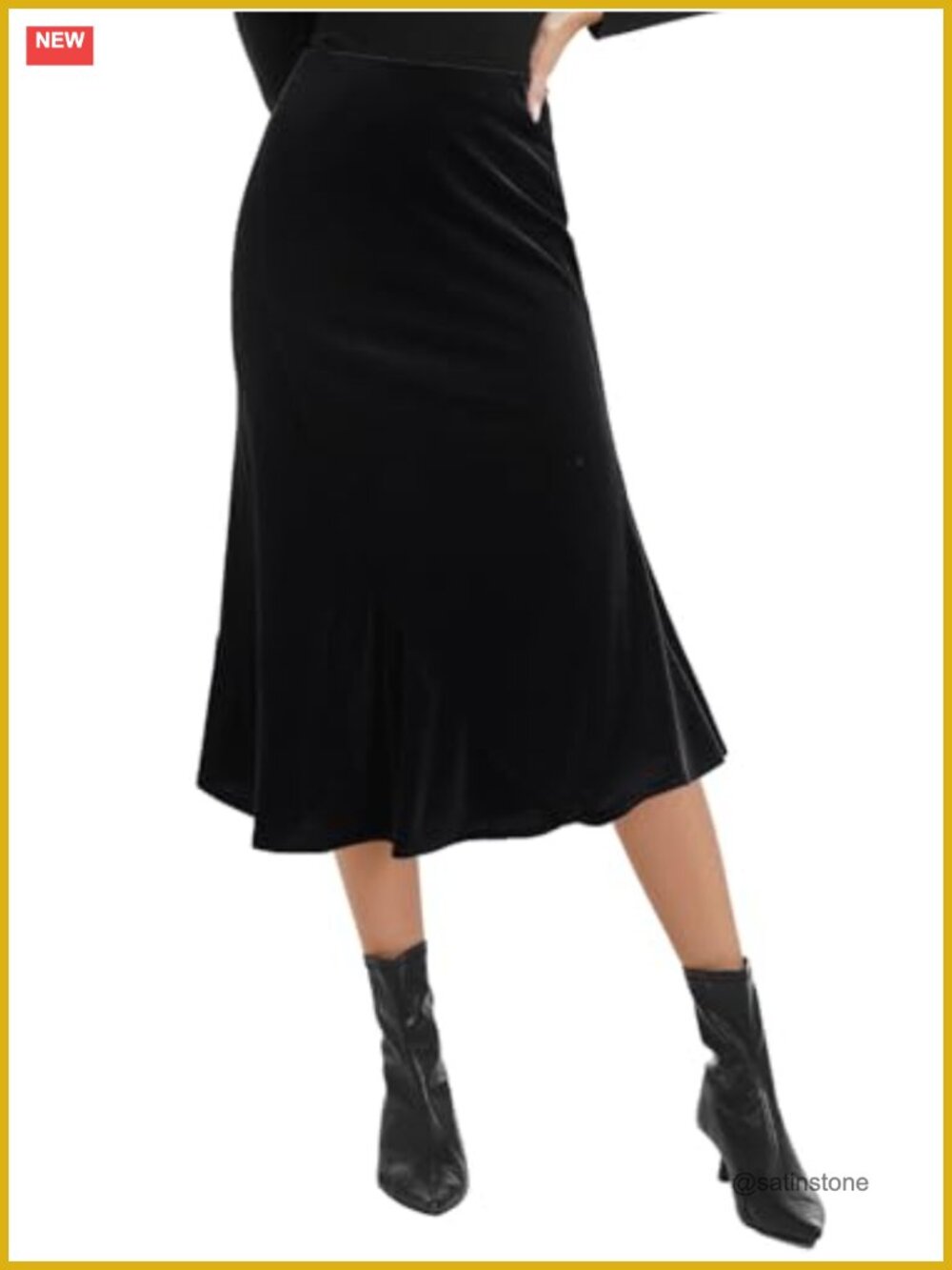 Velvet Midi Skirt High Waist Asymmetric Fishtail Mermaid Flared Skirt